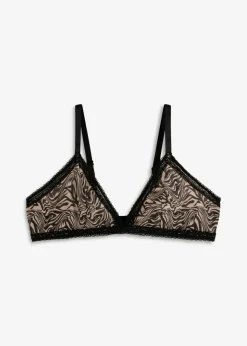 bonprix bonprix Sujetador triangular sin aros con malla estampada estampado cebra negro Sale