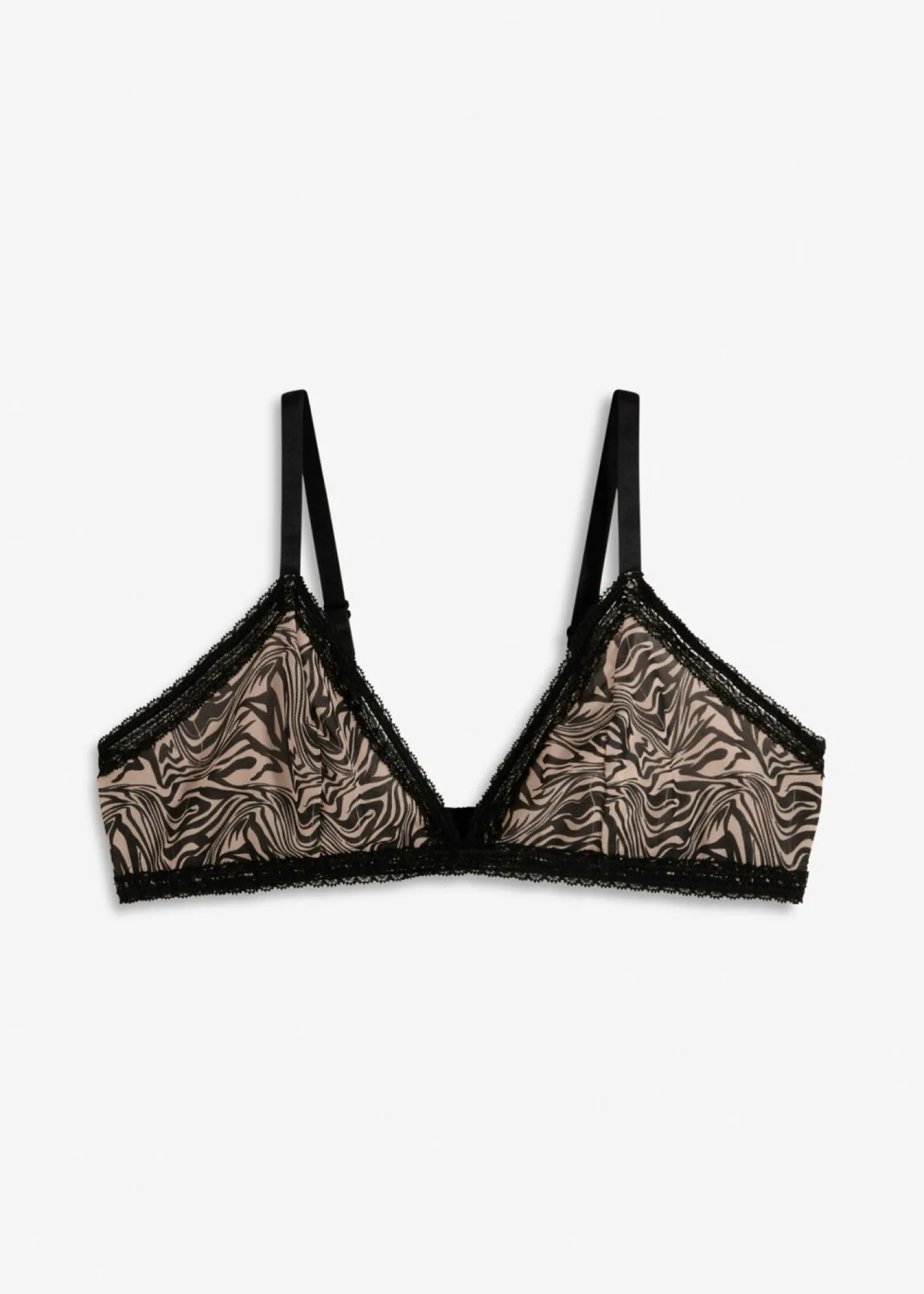 bonprix bonprix Sujetador triangular sin aros con malla estampada estampado cebra negro Hot