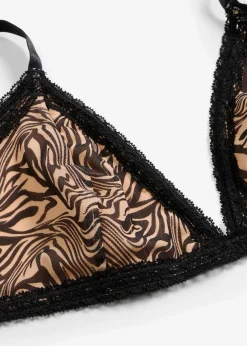 bonprix bonprix Sujetador triangular sin aros con malla estampada estampado cebra negro Hot