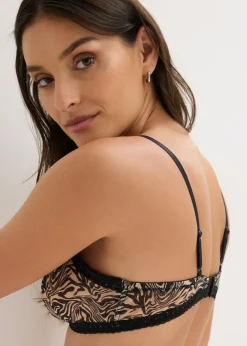 bonprix bonprix Sujetador triangular sin aros con malla estampada estampado cebra negro Hot