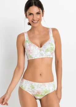 bonprix bonprix Sujetador (3 unidades) de un material suave Blanco de flores + Rosa claro + Blanco Best