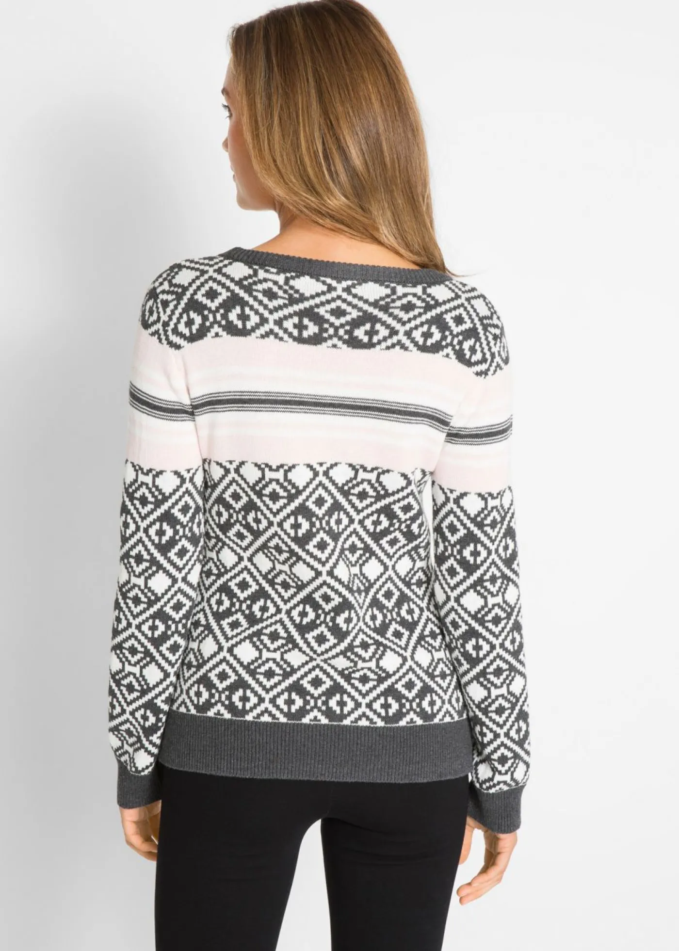 bonprix bonprix Suéter con estampado de diamante pizarra moteada Outlet