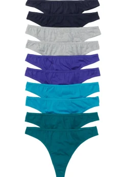 bonprix bonprix Tanga (10 unidades) Azul/turquesa/gris claro jaspeado