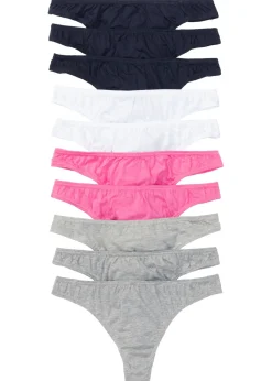 bonprix bonprix Tanga (10 unidades) Azul/blanco/rosa/gris claro jaspeado New