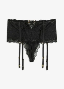bonprix VENUS Tanga con abertura y liguero Negro Online