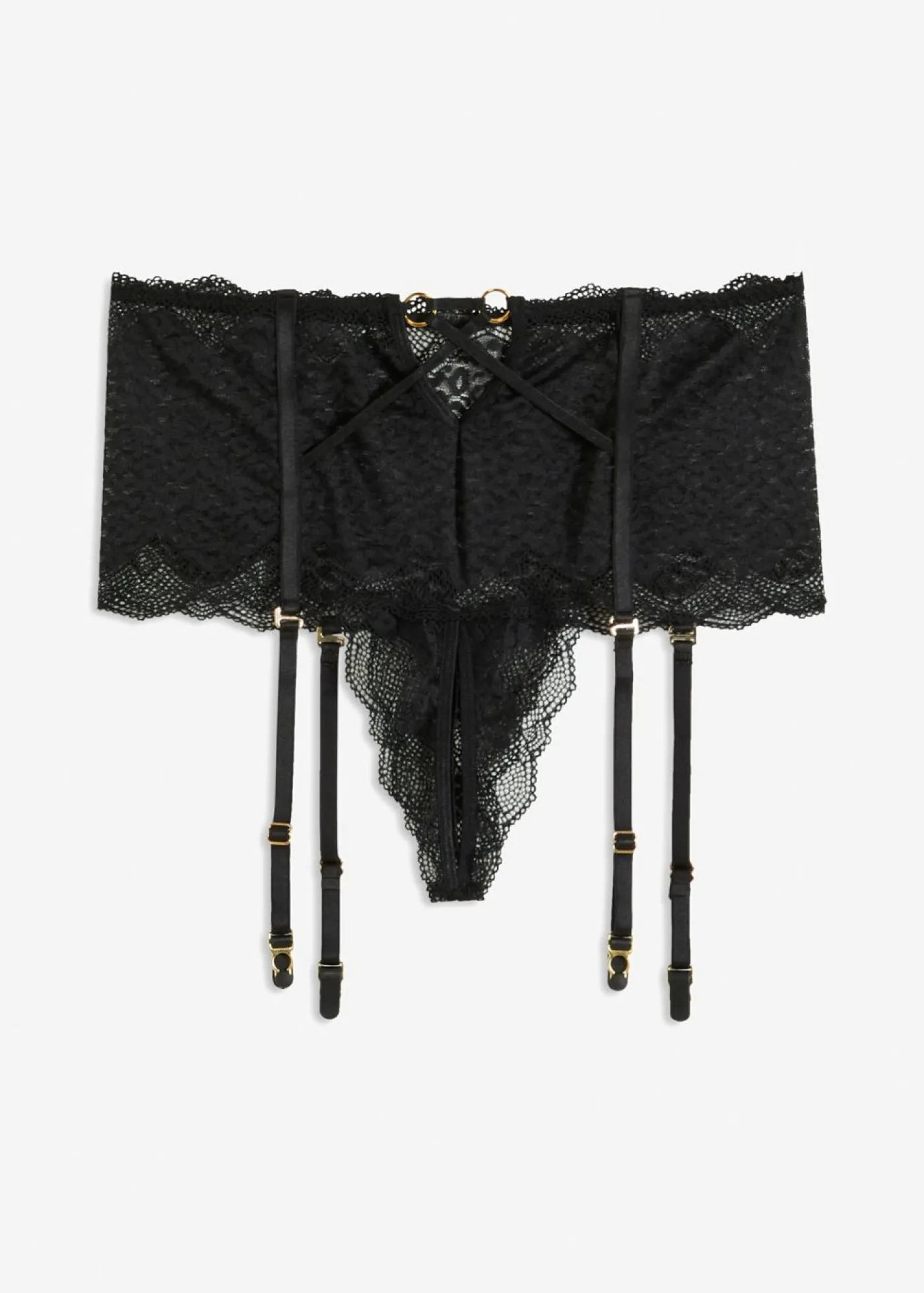bonprix VENUS Tanga con abertura y liguero Negro Online