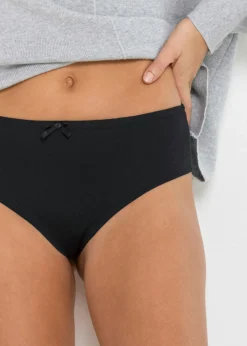 bonprix bonprix Tanga con algodón cómodo (4 unidades) Negro New