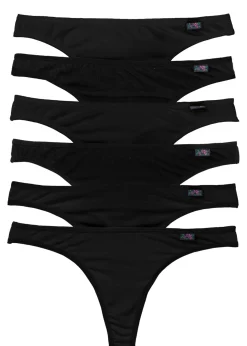 bonprix bonprix Tanga con algodón orgánico (6 unidades) Negro Online