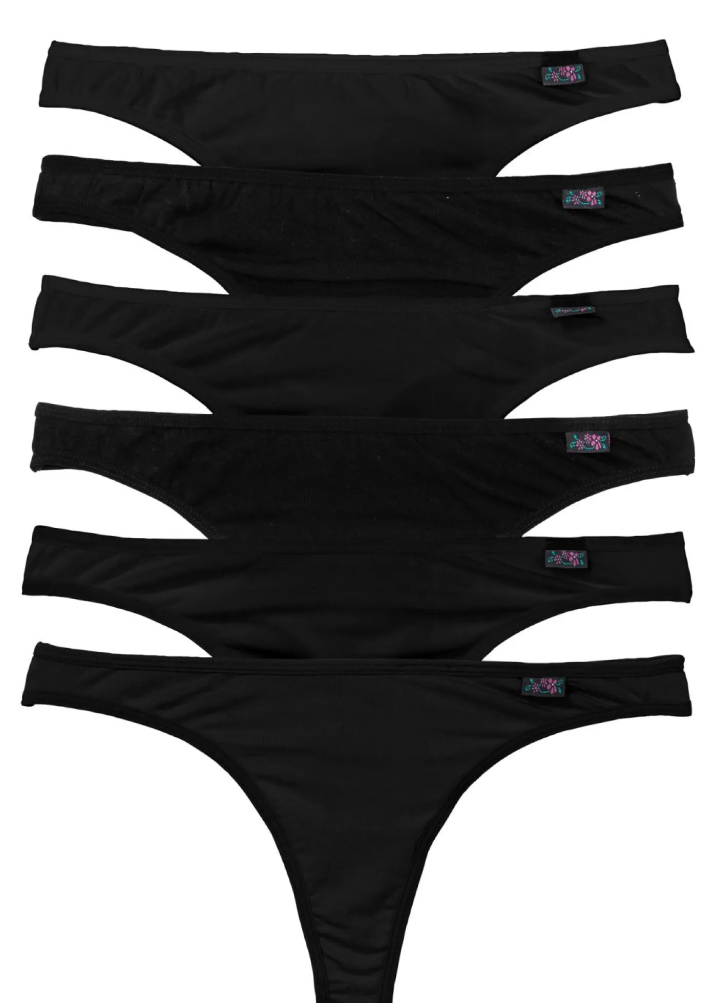 bonprix bonprix Tanga con algodón orgánico (6 unidades) Negro Online