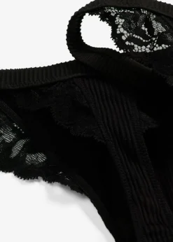 bonprix bonprix Tanga con canalé suave Negro Clearance