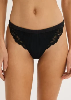 bonprix bonprix Tanga con canalé suave Negro Clearance