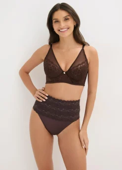 bonprix bonprix Tanga con efecto moldeador medio (2 unidades) 2 en marrón oscuro Sale