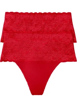 bonprix bonprix Tanga con efecto moldeador medio (2 unidades) Rojo salsa Discount