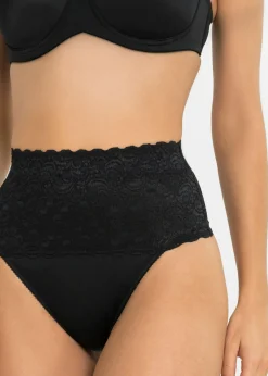bonprix bonprix Tanga con efecto moldeador medio (2 unidades) Negro Sale