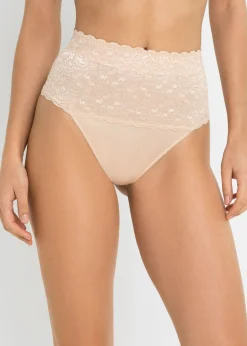bonprix bonprix Tanga con efecto moldeador medio (2 unidades) Beige suave Clearance