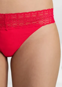 bonprix bonprix Tanga con encaje (5 unidades) Negro-blanco-rojo Hot