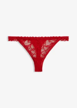bonprix bonprix Tanga con encaje de corazones Rojo salsa Sale