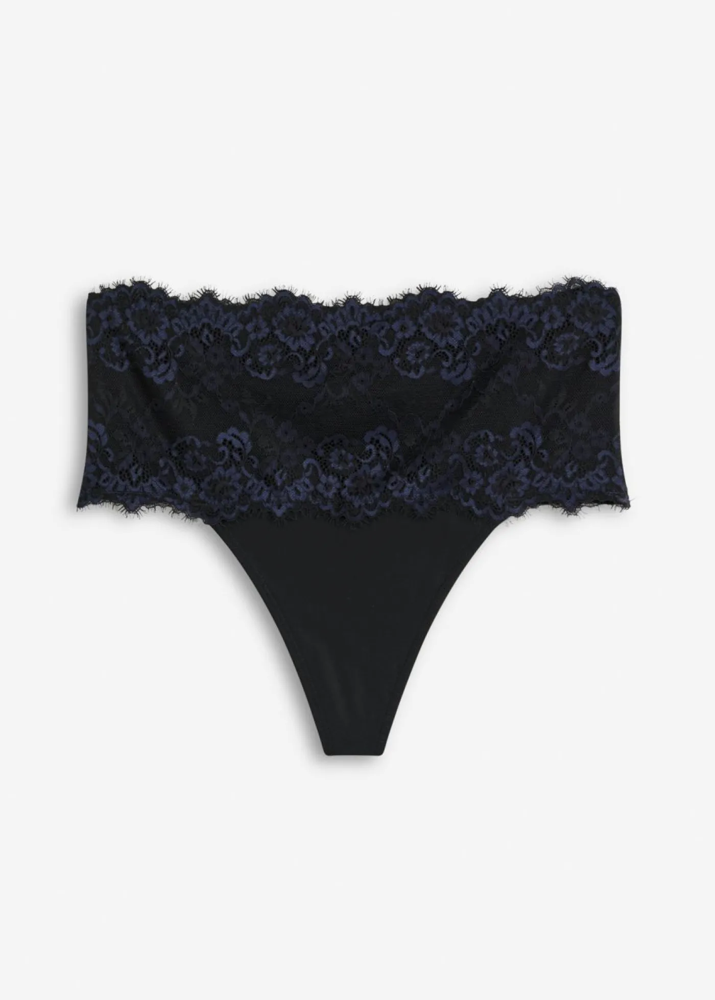 bonprix bonprix Tanga con encaje y efecto moldeador medio Negro Sale