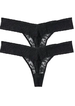 bonprix bonprix Tanga de encaje (2 unidades) Negro