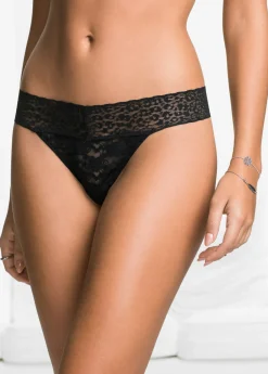 bonprix bonprix Tanga de encaje (2 unidades) Negro