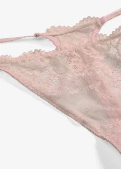 bonprix bonprix Tanga de encaje delicado Rosa empolvado Sale