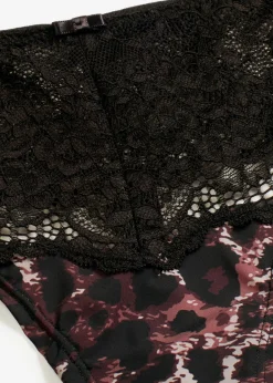 bonprix bonprix Tanga de encaje fino estampado leo negro-piedra-marrón oscuro-marrón castaño New