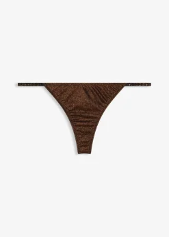 bonprix bonprix Tanga de material brillante Negro-cobre metalizado Hot