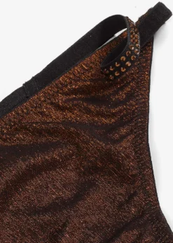 bonprix bonprix Tanga de material brillante Negro-cobre metalizado Hot