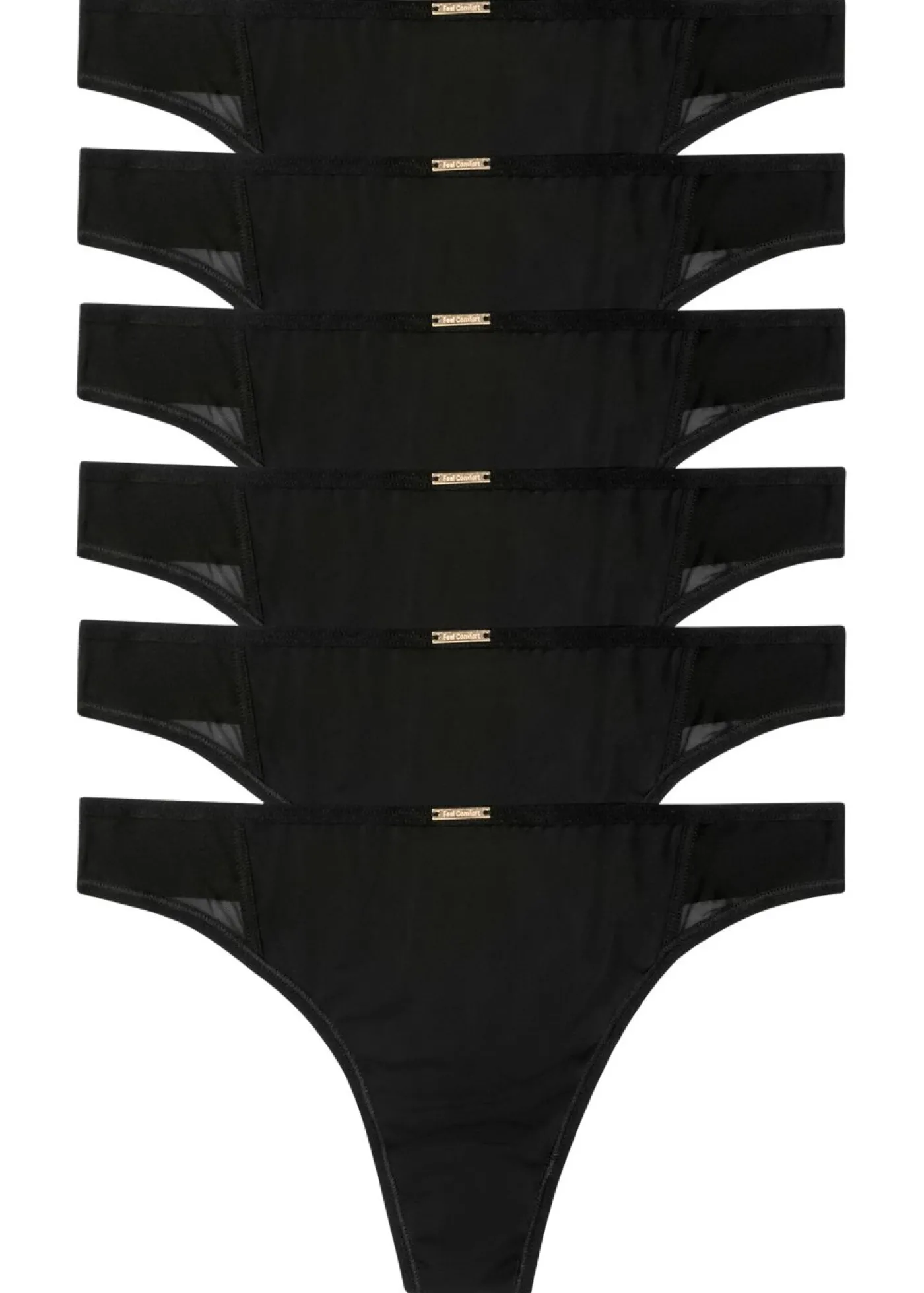bonprix bonprix Tanga de microfibra de la serie Feel Comfort (6 unidades) Negro Sale