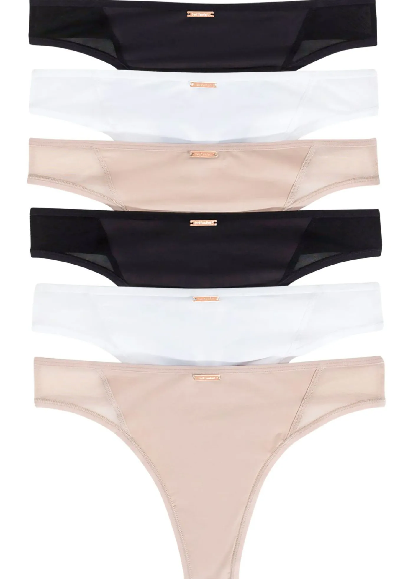 bonprix bonprix Tanga de microfibra de la serie Feel Comfort (6 unidades) Blanco/beige mate/negro Outlet
