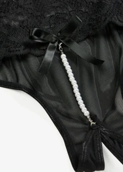bonprix VENUS Tanga de talle alto con abertura y cadena desmontable Negro Outlet
