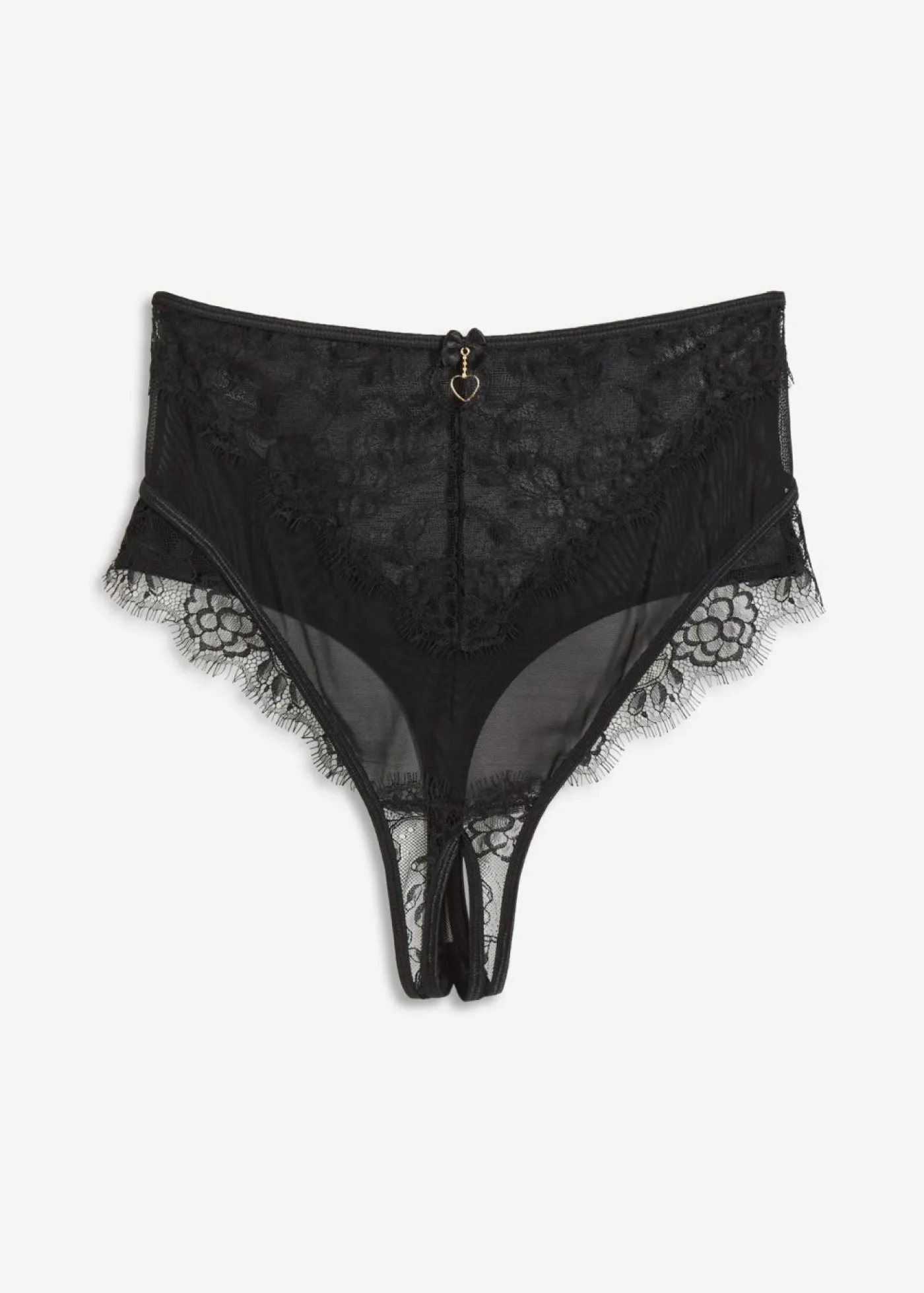bonprix VENUS Tanga de talle alto con abertura Negro