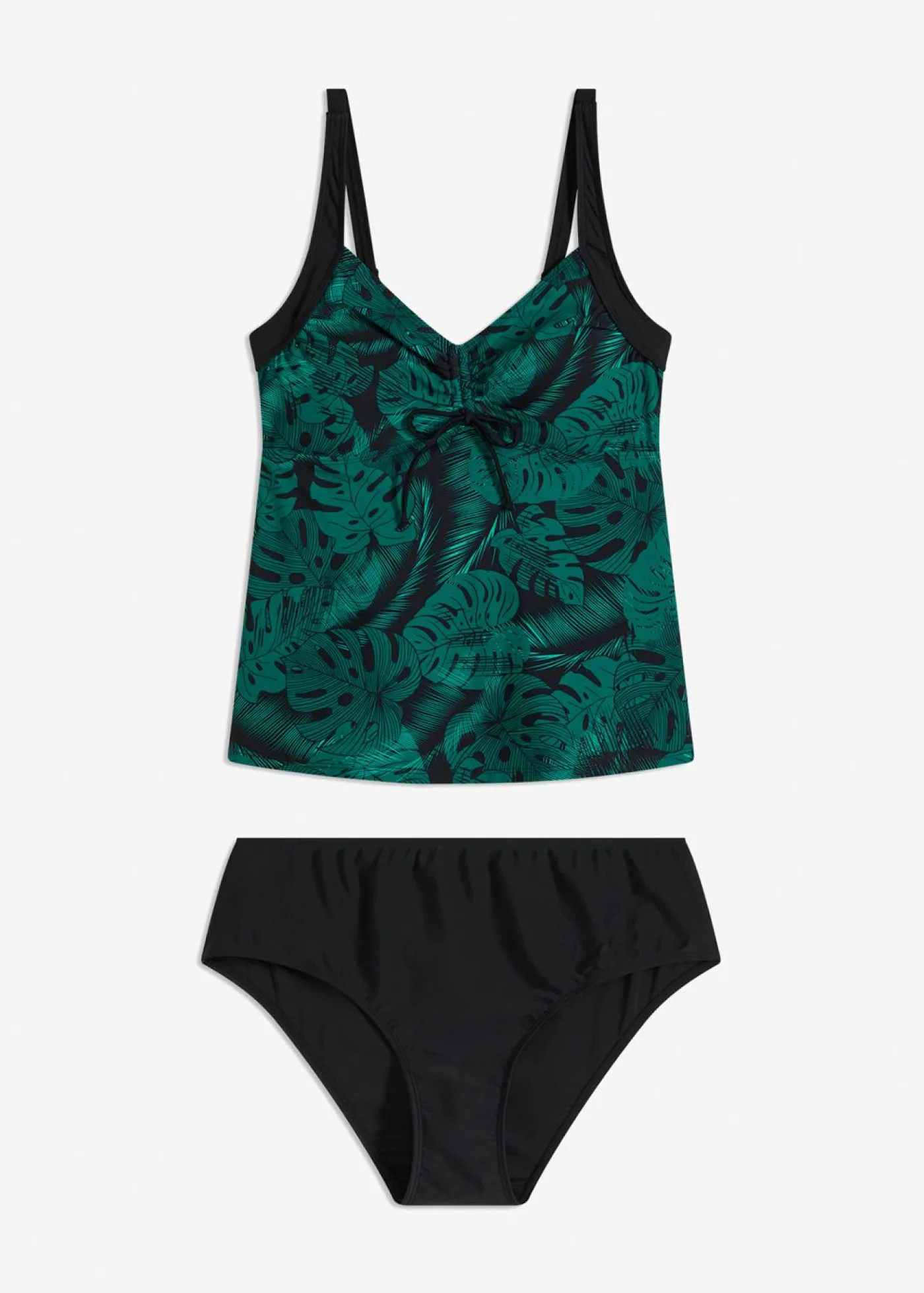 bonprix bonprix Tankini (2 piezas) con fruncido Negro-verde Hot