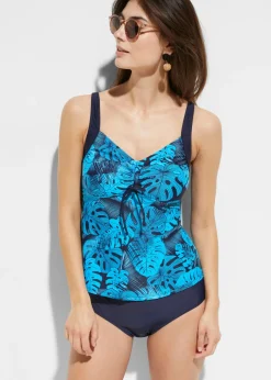 bonprix bonprix Tankini (2 piezas) con fruncido Azul/turquesa Online