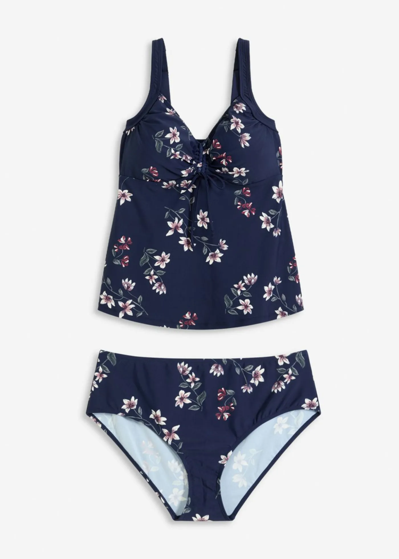 bonprix bonprix Tankini (2 piezas) con fruncido azul marino con flores