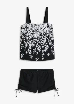 bonprix bonprix Tankini (2 piezas) con pantalón de baño blanco/negro con flores Clearance