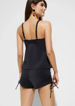 bonprix bonprix Tankini (2 piezas) con pantalón de baño negro / taupe con flores Online