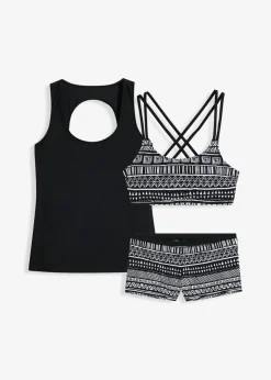 bonprix bonprix Tankini (3 piezas) con sujetador bustier Negro-blanco estampado Outlet