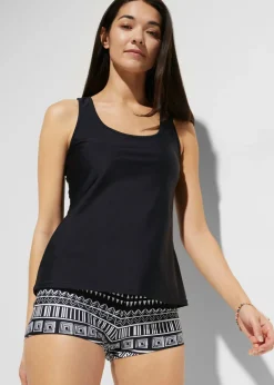 bonprix bonprix Tankini (3 piezas) con sujetador bustier Negro-blanco estampado Outlet