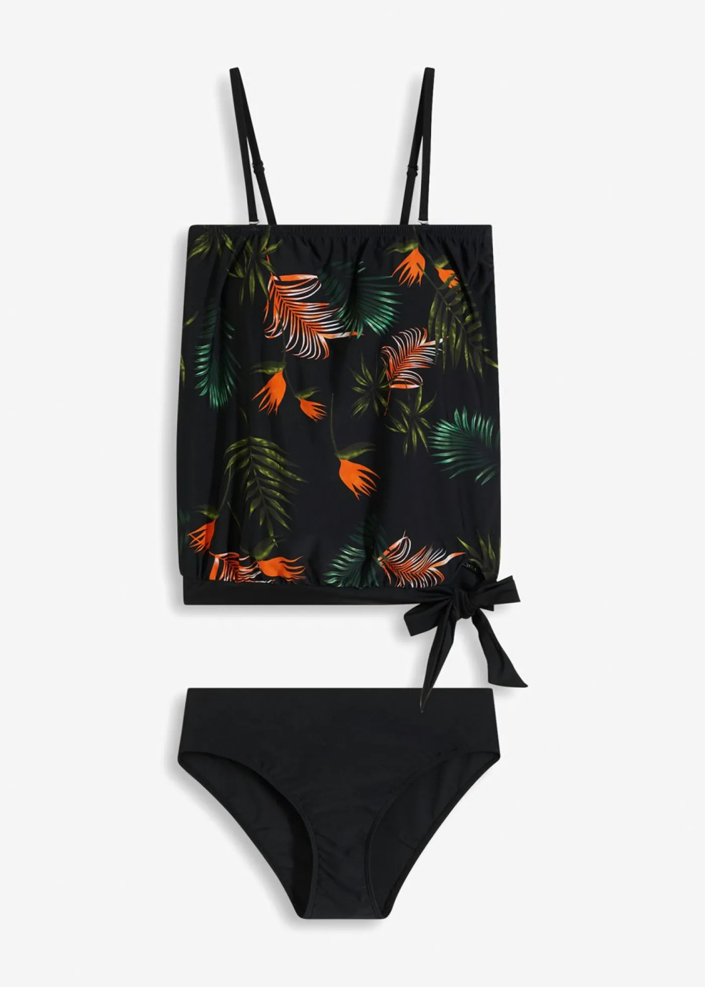 bonprix bonprix Tankini bandeau (2 piezas) con tirantes multiposición negro / verde floral Discount