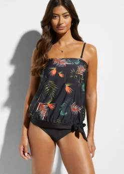 bonprix bonprix Tankini bandeau (2 piezas) con tirantes multiposición negro / verde floral Discount