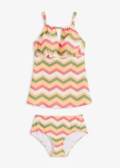 bonprix bonprix Tankini con abertura (2 piezas) verde oliva-blanco-rosa de rayas Outlet