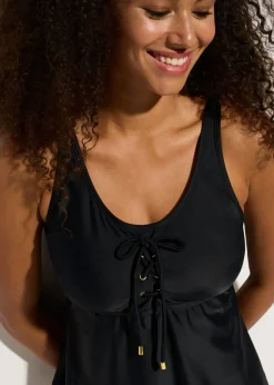 bonprix bonprix Tankini con cordones (2 piezas) Negro Clearance