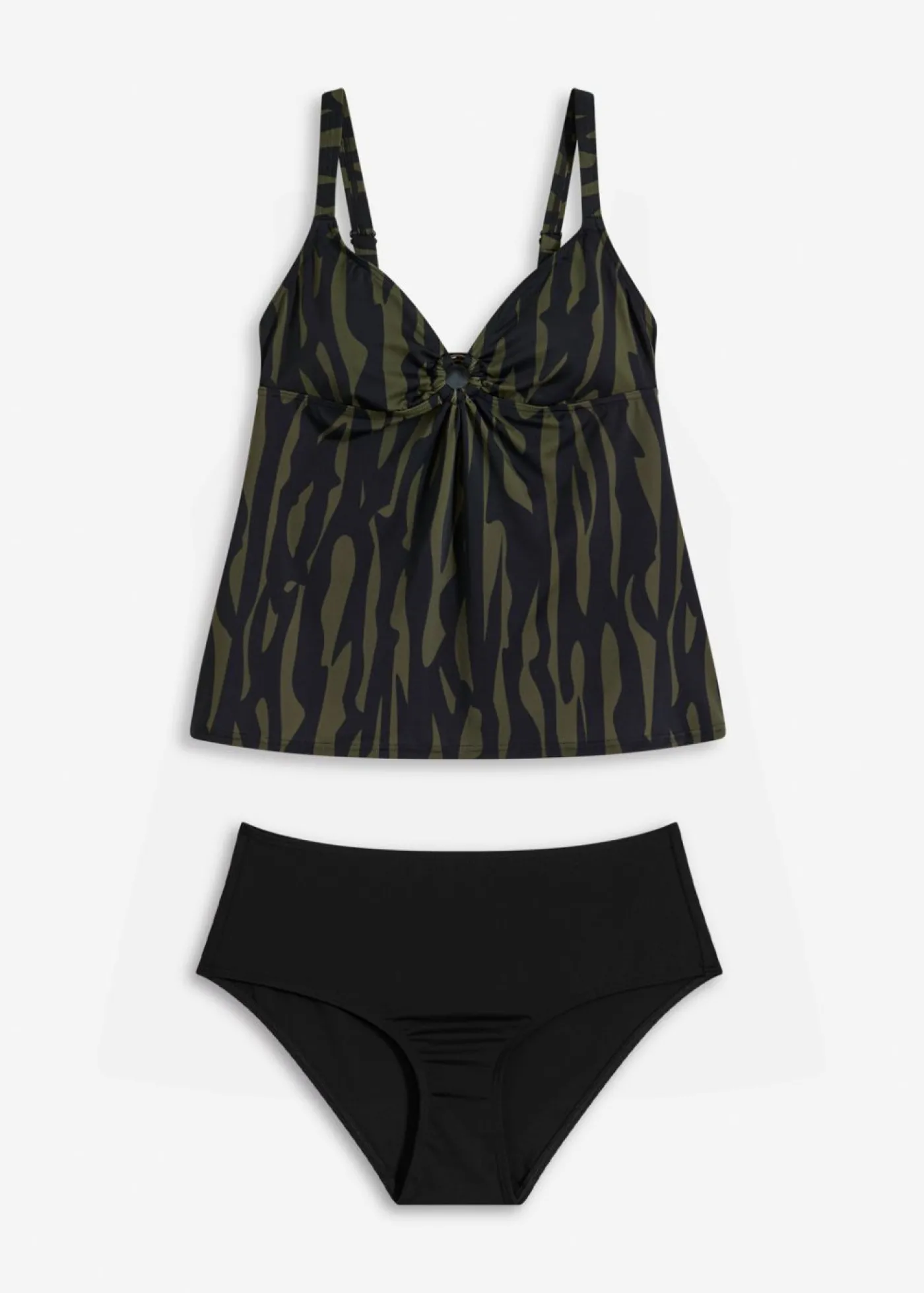bonprix bonprix Tankini con detalle de anilla (2 piezas) Caqui-negro Discount