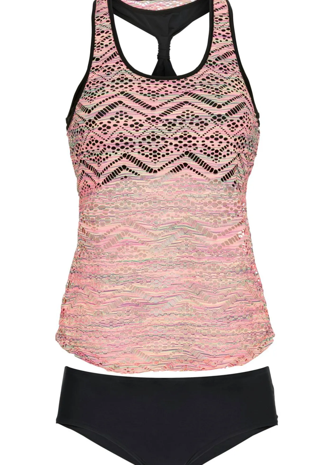 bonprix bonprix Tankini con encaje elástico (2 piezas) Rosa de rayas Discount
