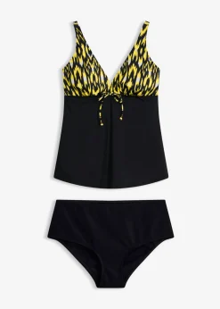 bonprix bonprix Tankini con tirantes anchos (2 piezas) Negro-amarillo