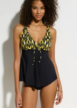 bonprix bonprix Tankini con tirantes anchos (2 piezas) Negro-amarillo