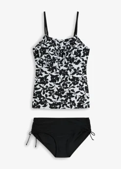 bonprix bonprix Tankini (juego de 2 piezas) Negro-blanco de flores New