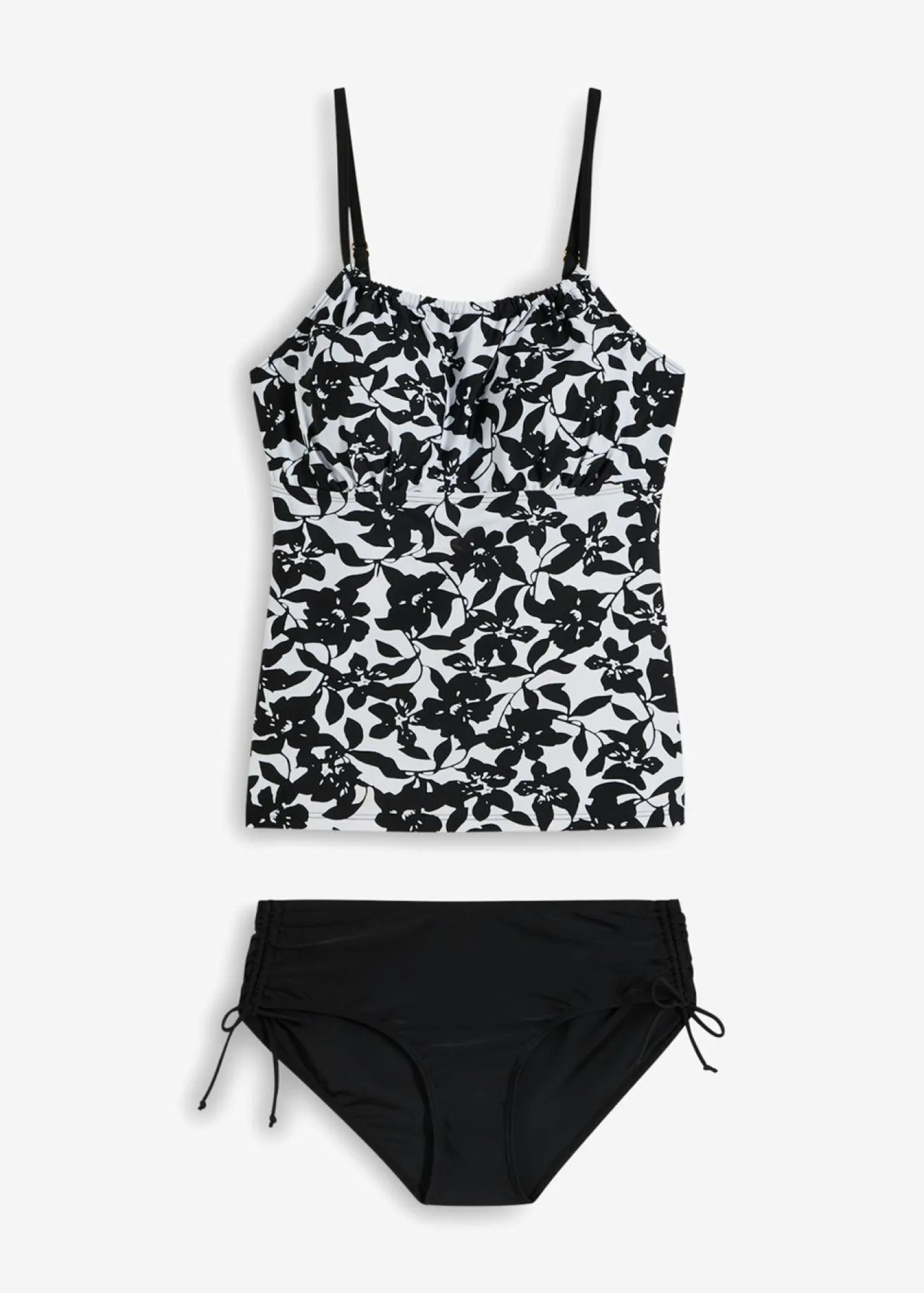 bonprix bonprix Tankini (juego de 2 piezas) Negro-blanco de flores New