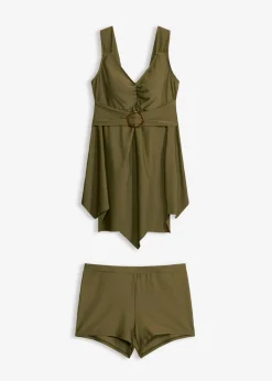 bonprix bonprix Tankini largo con tirantes anchos (2 piezas) Verde oliva oscuro Best